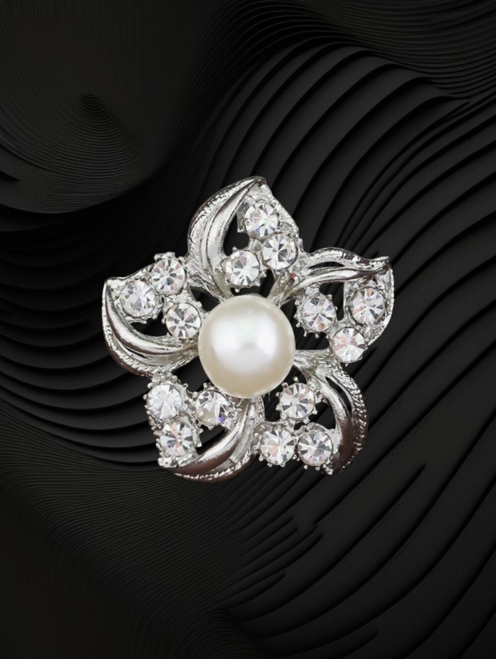 Floral Star Pearl Brooch Pin